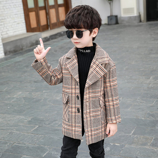 Palton pentru copii in carouri cu nasturi