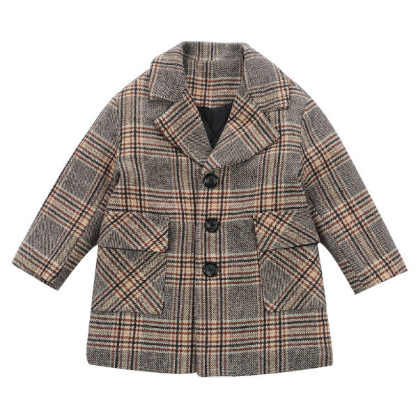 Palton pentru copii in carouri cu nasturi