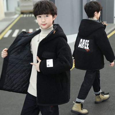 Gyerek kabát kapucnival fiúknak - fekete és szürke színben