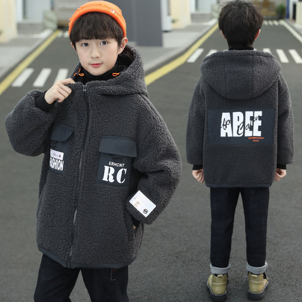 Gyerek kabát kapucnival fiúknak - fekete és szürke színben