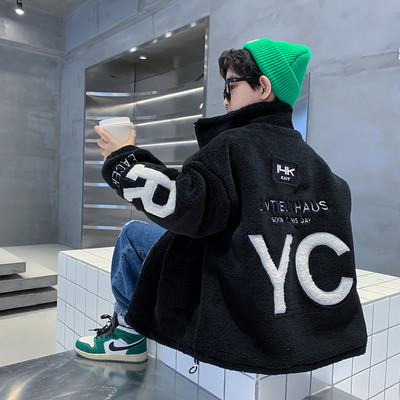 Geaca de puf pentru copii model nou cu guler inalt pentru baieti