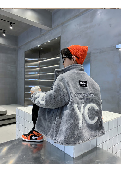 Geaca de puf pentru copii model nou cu guler inalt pentru baieti