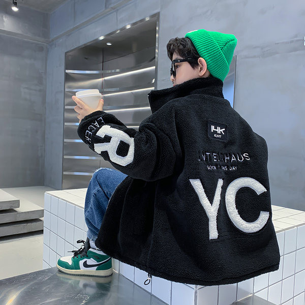 Geaca de puf pentru copii model nou cu guler inalt pentru baieti