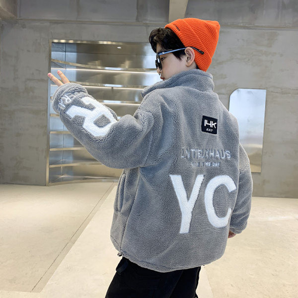 Geaca de puf pentru copii model nou cu guler inalt pentru baieti