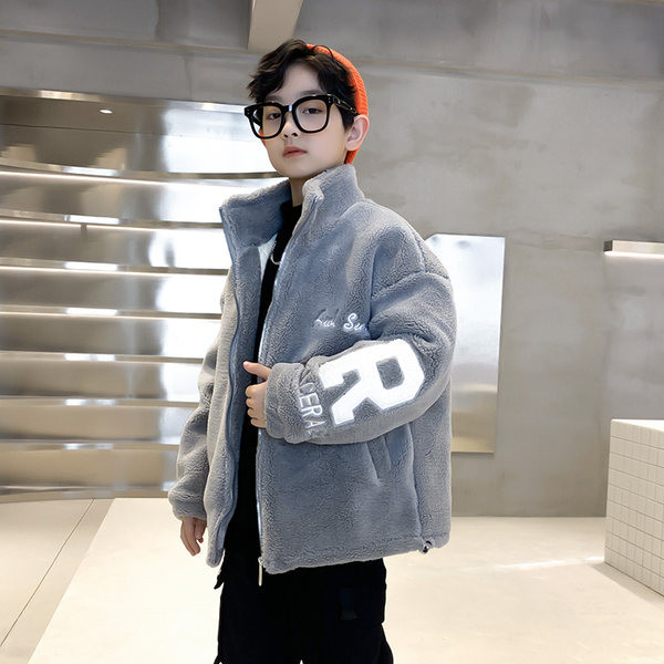 Geaca de puf pentru copii model nou cu guler inalt pentru baieti