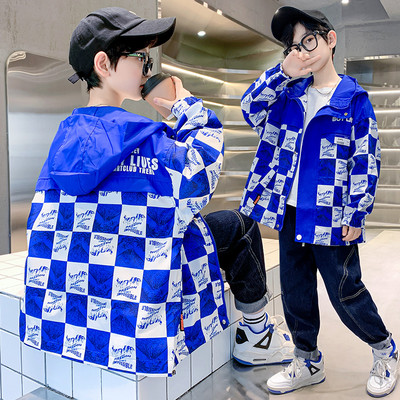 Geaca pentru copii model nou cu gluga pentru baieti - culoare negru si albastru