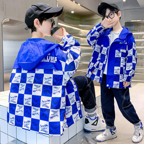 Geaca pentru copii model nou cu gluga pentru baieti - culoare negru si albastru