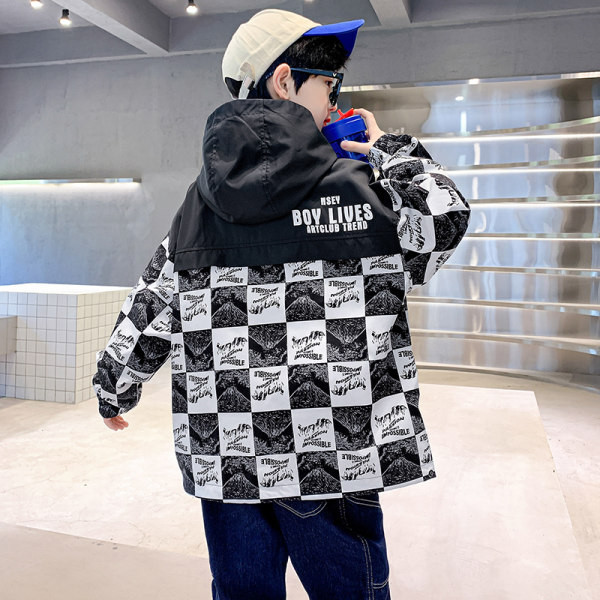 Geaca pentru copii model nou cu gluga pentru baieti - culoare negru si albastru