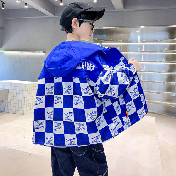 Geaca pentru copii model nou cu gluga pentru baieti - culoare negru si albastru