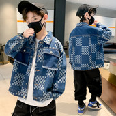 Languotas džinsinis švarkas berniukams klasikine apykakle ir sagomis