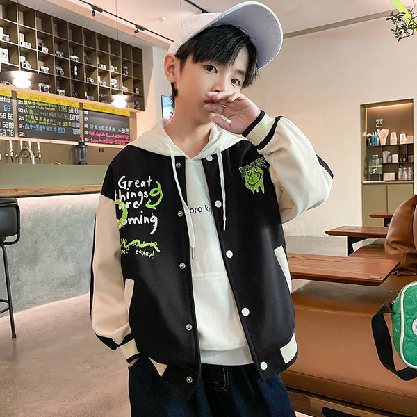 Dječačka bejzbol jakna s printom i kopčanjem na gumbe