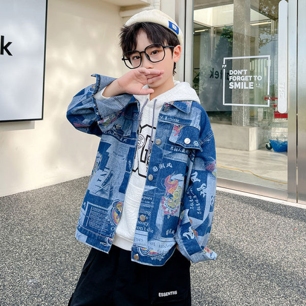 Dječja traper jakna s džepovima u plavoj boji