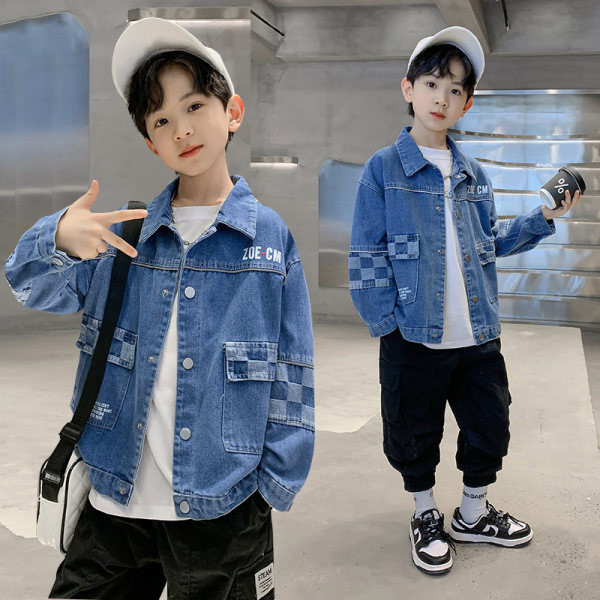 Cămașă din denim cu nasturi cu imprimeu cu litere pentru băiat