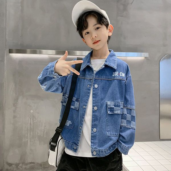 Cămașă din denim cu nasturi cu imprimeu cu litere pentru băiat