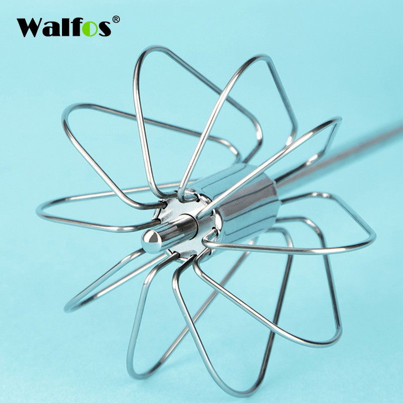 WALFOS, din oțel inoxidabil, cu presiune manuală, mixer semi-automat rotativ pentru amestecarea laptelui, cafea, băutură de ouă, instrument de bucătărie portabil