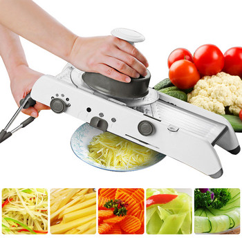 Mandoline Slicer Ръчна резачка за зеленчуци Професионална ренде с регулируеми остриета от неръждаема стомана 304 Кухненски инструмент за зеленчуци