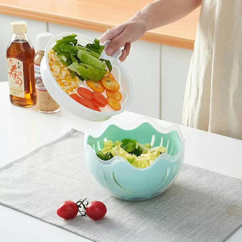 Bol de salată multifuncțional creativ Bol de tăiat legume pentru fructe Gadget de bucătărie Tocător de fructe Tăiător de tăiat Salată