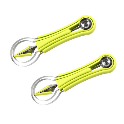 2db 4 az 1-ben görögdinnye szeletelő gombóc Gyümölcsfaragó Kés Vágó Gyümölcstál Gyümölcs Dig Pépleválasztó Konyhai kütyük Kiegészítők