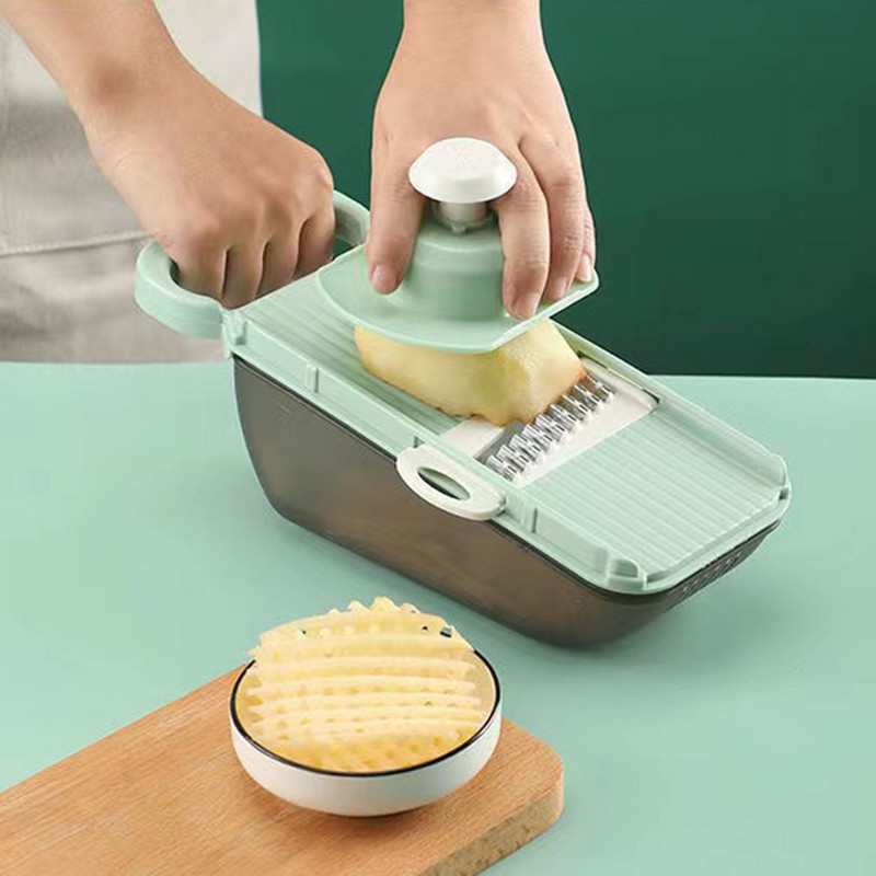 Višenamjenski rezač povrća Rezač Sjeckalica Ručna mandolina Sjeckalica Krumpir Mrkva Rende za sir 9 u 1 Košara za ocjeđivanje