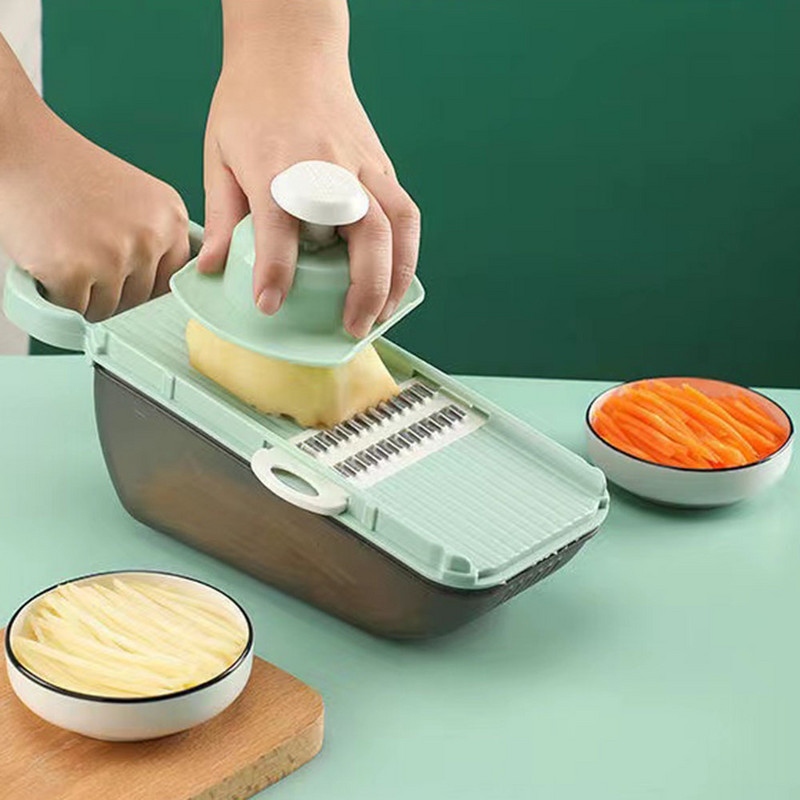 Višenamjenski rezač povrća Rezač Sjeckalica Ručna mandolina Sjeckalica Krumpir Mrkva Rende za sir 9 u 1 Košara za ocjeđivanje