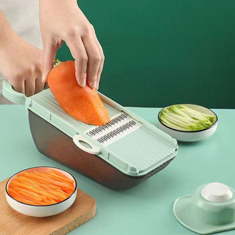 Višenamjenski rezač povrća Rezač Sjeckalica Ručna mandolina Sjeckalica Krumpir Mrkva Rende za sir 9 u 1 Košara za ocjeđivanje