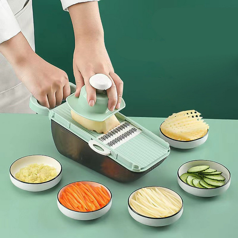 Višenamjenski rezač povrća Rezač Sjeckalica Ručna mandolina Sjeckalica Krumpir Mrkva Rende za sir 9 u 1 Košara za ocjeđivanje