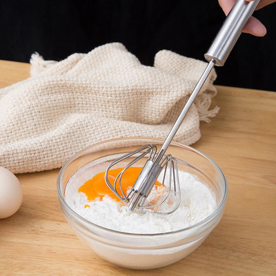 Полуавтоматична бъркалка за яйца Разбиване на яйца от неръждаема стомана Ръчен миксер за печене Самовъртяща се бъркалка за яйца Кухненски аксесоари Инструменти за яйца