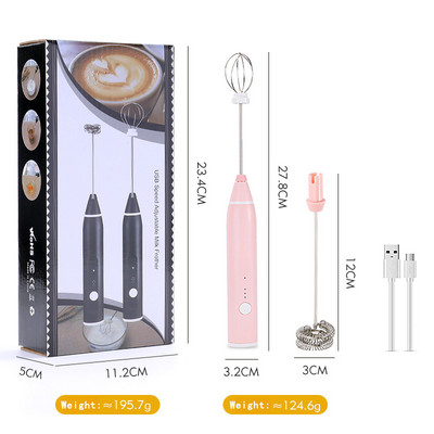 Bata electrica USB de mare putere, reîncărcabil, amestecător de smântână, de uz casnic, mini oțel inoxidabil, instrument de coacere