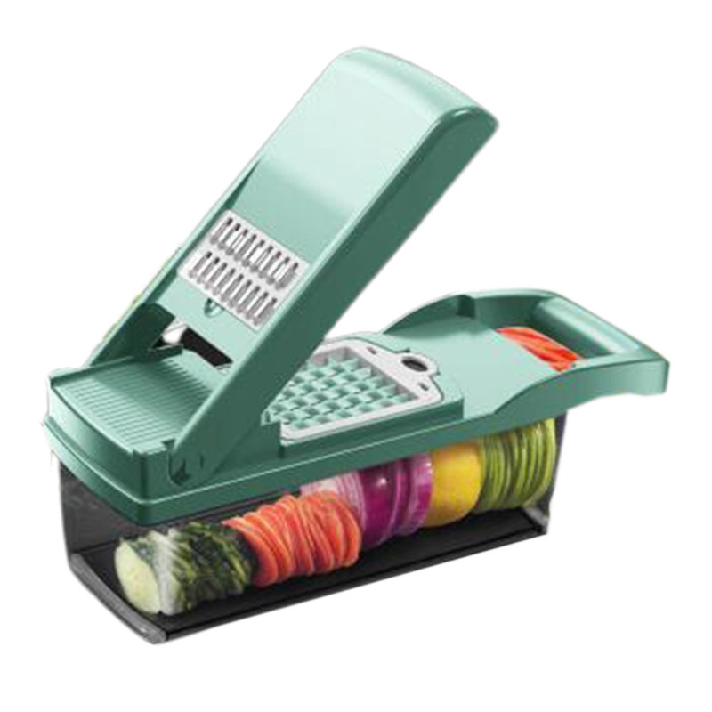 Svogūnų smulkintuvas Kelių daržovių smulkintuvas Sūrio tarka Patvarus vaisių smulkintuvas Daržovių pjaustyklės pjaustytuvas 8 peiliukai T21C