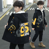 Geaca de iarna pentru copii cu gluga si imprimeu