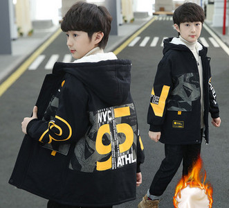 Geaca de iarna pentru copii cu gluga si imprimeu