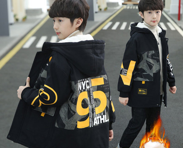 Geaca de iarna pentru copii cu gluga si imprimeu