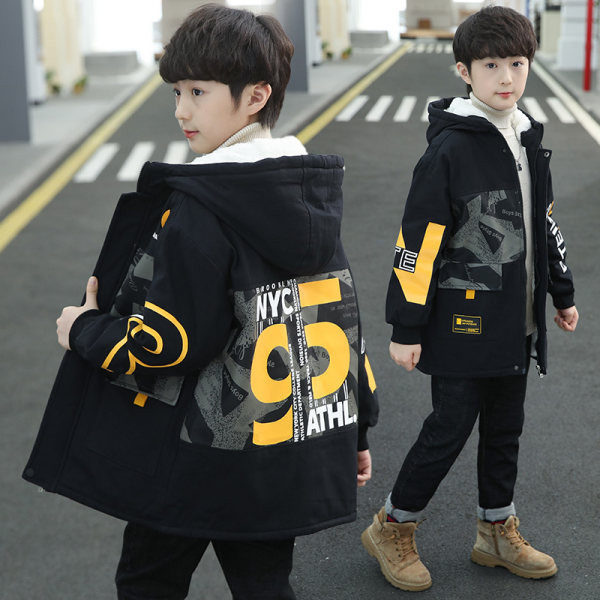 Geaca de iarna pentru copii cu gluga si imprimeu