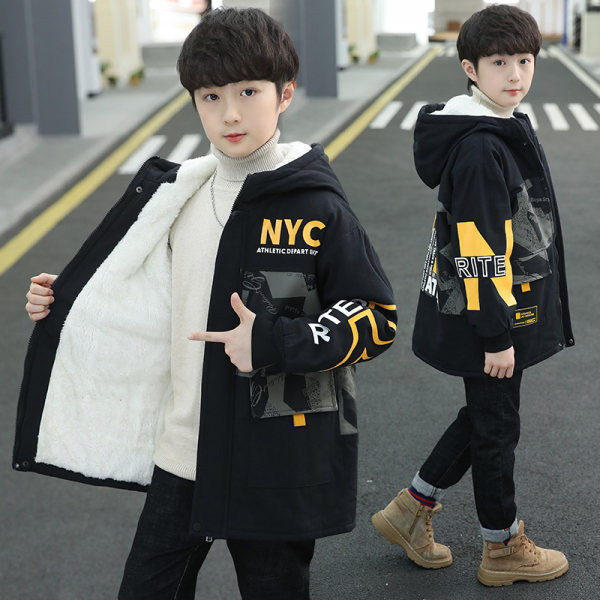 Geaca de iarna pentru copii cu gluga si imprimeu