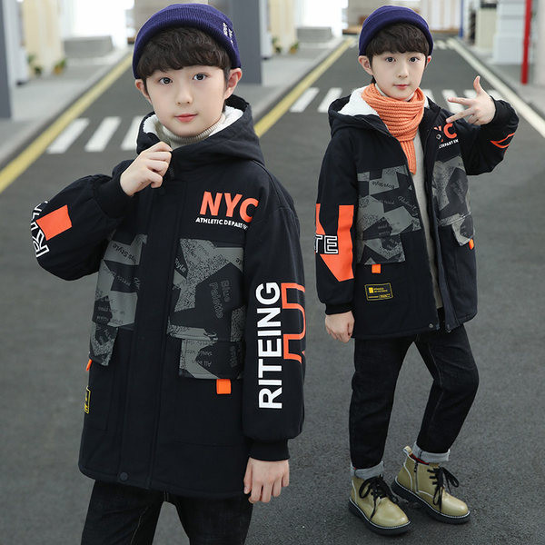 Geaca de iarna pentru copii cu gluga si imprimeu