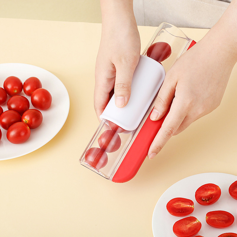 Tăiător de chipsuri de roșii cherry Cuțit de struguri Tăiător de fructe cu fermoar Cuțit Tocator Ustensile de bucătărie multifuncționale Accesorii pentru bucătărie