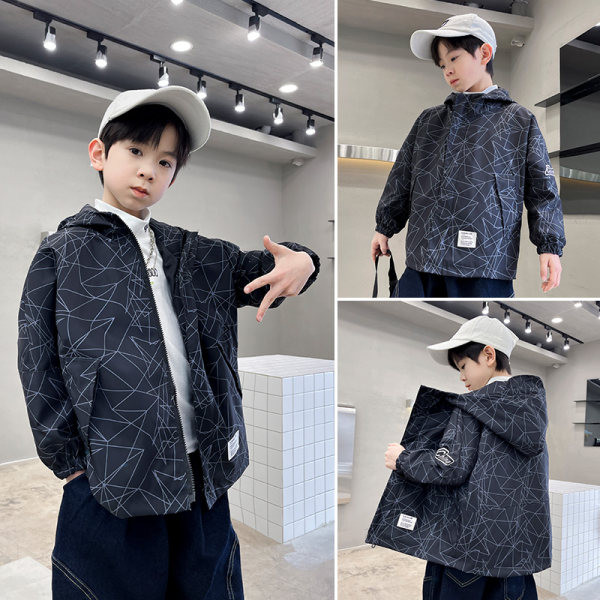 Dječja jakna za dječake sa kapuljačom i logom novi model