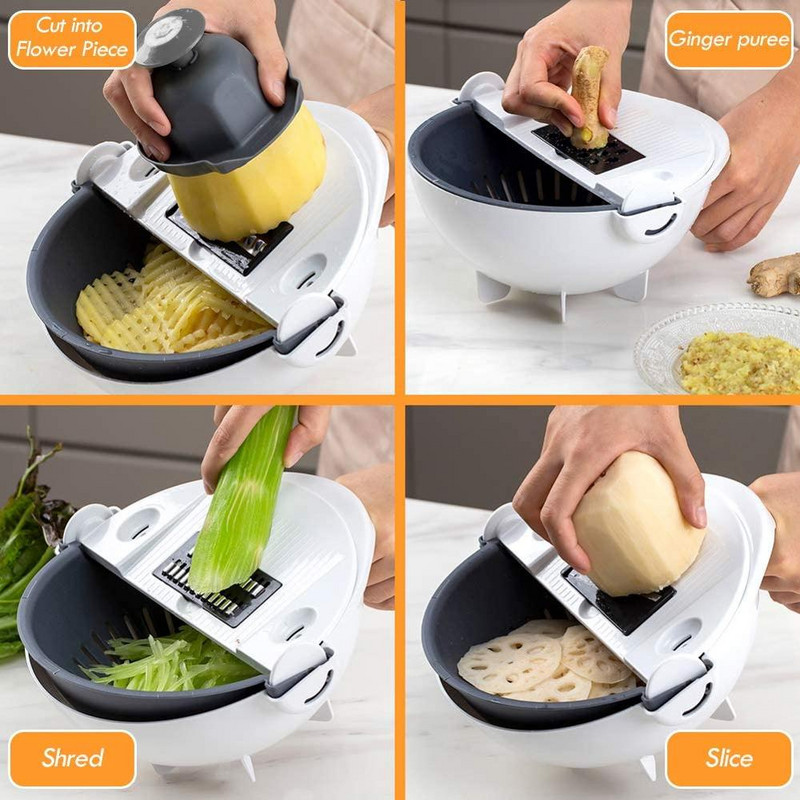 BEEMAN Magic Multifunctional Rotator Taietor de Legume Cu Cos de Scurgere Bucatarie Veggie Tocator Fructe Razatoare Slicer Drop Shipping