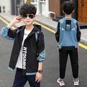 Geaca casual pentru baieti cu imprimeu si gluga model nou