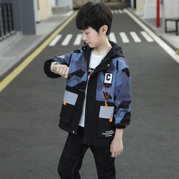 Geaca de copii pentru baieti cu buzunare si inscriptionare