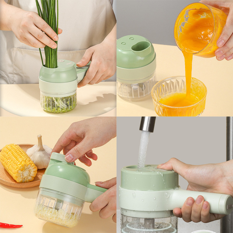 4 viename rankinio maisto smulkintuvo rinkinys Mini daugiafunkcinis elektrinis daržovių pjaustytuvas Česnakų smulkintuvas čili pjaustyklės virtuvės įtaisai