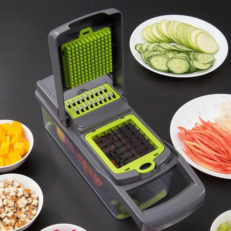 Szeletelő 7 az 1-ben Zöldségszeletelő Gyümölcsvágó Burgonyahámozó Reszelő Többfunkciós 7 Az 1-ben Gyümölcsvágó Burgonyahámozó Szeletelő