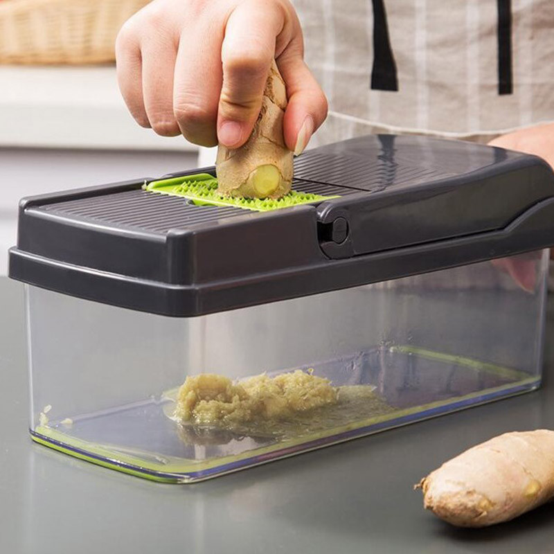 Szeletelő 7 az 1-ben Zöldségszeletelő Gyümölcsvágó Burgonyahámozó Reszelő Többfunkciós 7 Az 1-ben Gyümölcsvágó Burgonyahámozó Szeletelő