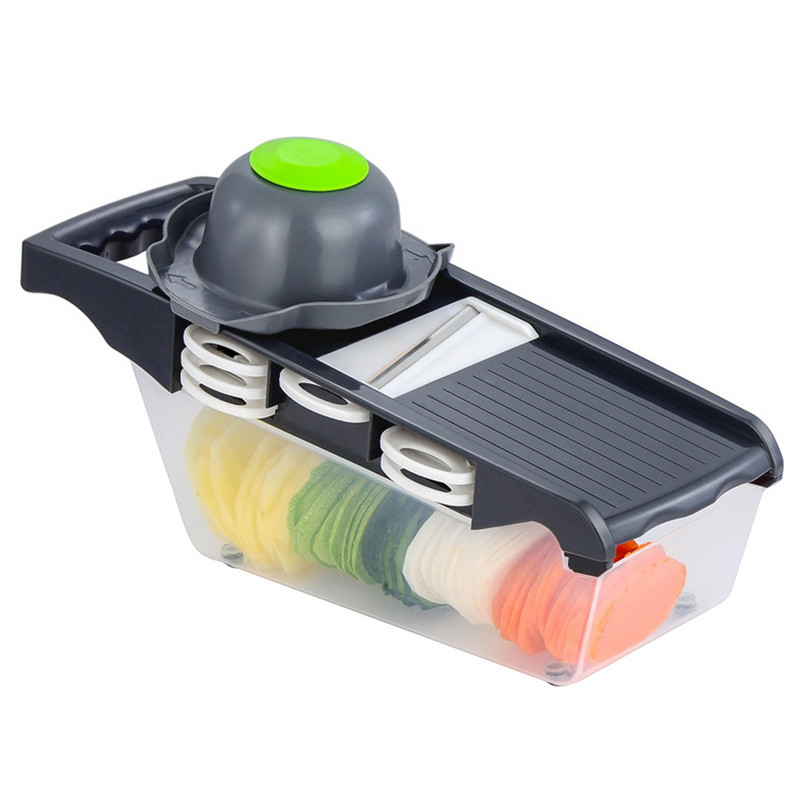 Tăiător de legume multifuncțional Mașini de tăiat Tăiător de fructe Mașină de tăiat cartofi Răzătoare de morcovi Accesorii de bucătărie Coș Mașină de tăiat legume