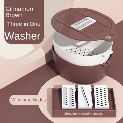 Ustensile de bucătărie multifuncționale trei într-una, coș de scurgere, feliere de uz casnic, mărunțire, măcinare usturoi