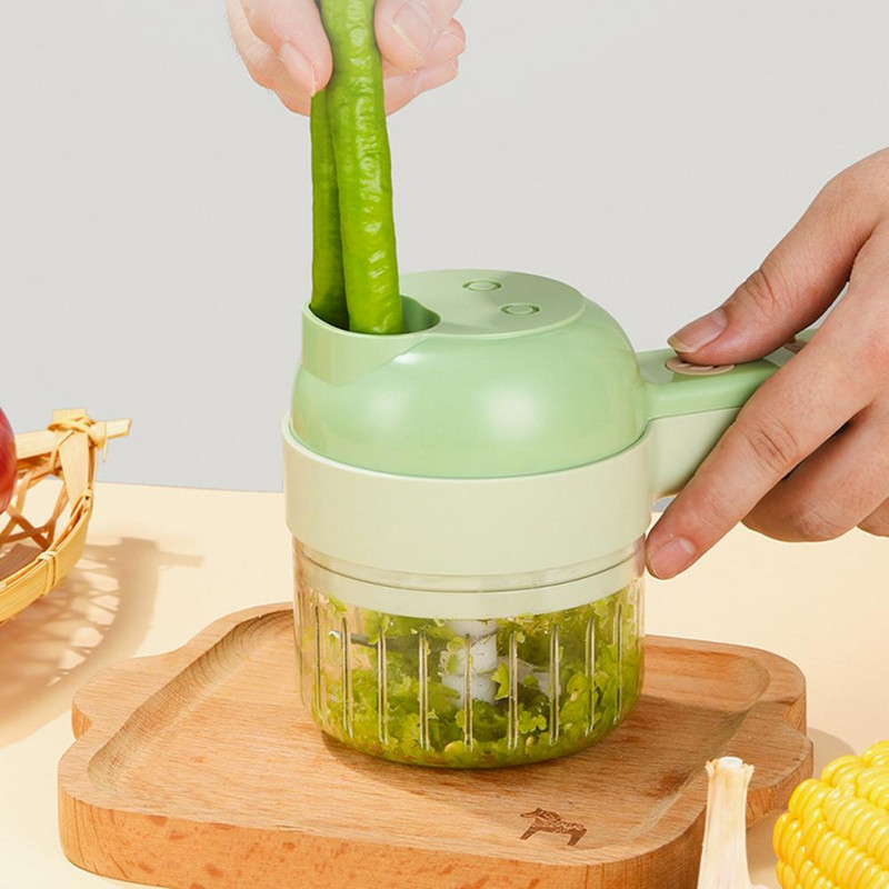 4In1 daugiafunkcinis elektrinis daržovių pjaustytuvas Česnako purvo smulkintuvas Česnakų smulkintuvas pjaustymo presavimo maišytuvas Maisto griežinėliai