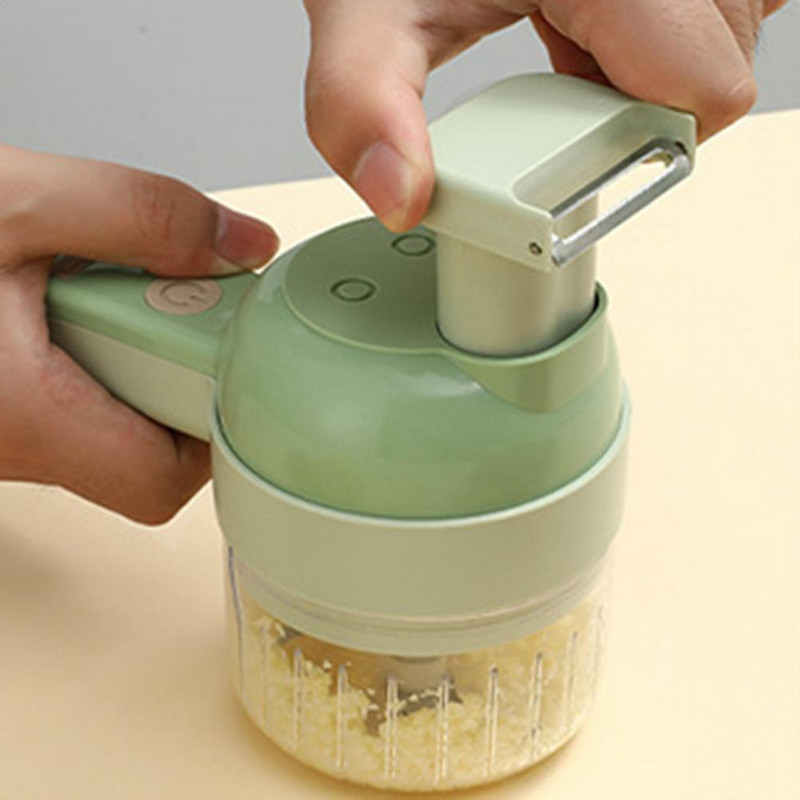 4In1 daugiafunkcinis elektrinis daržovių pjaustytuvas Česnako purvo smulkintuvas Česnakų smulkintuvas pjaustymo presavimo maišytuvas Maisto griežinėliai