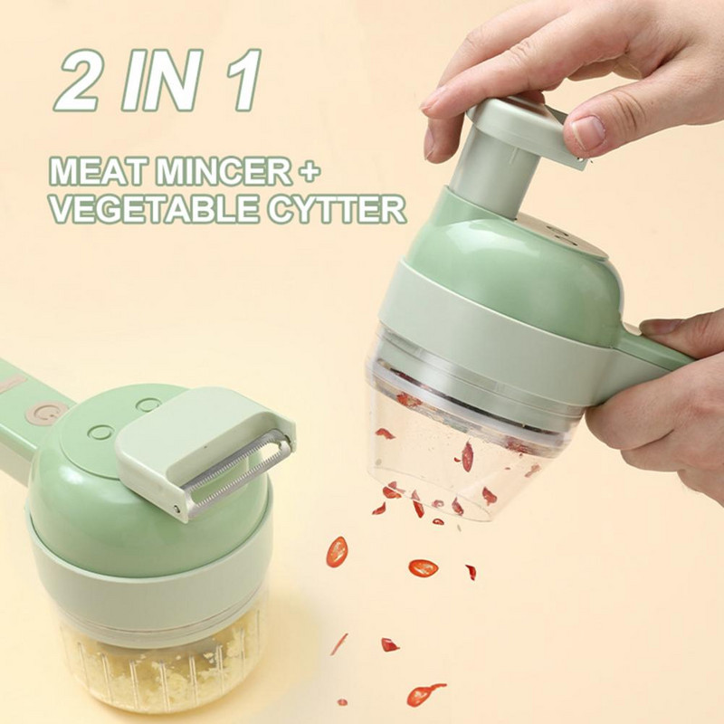4In1 daugiafunkcinis elektrinis daržovių pjaustytuvas Česnako purvo smulkintuvas Česnakų smulkintuvas pjaustymo presavimo maišytuvas Maisto griežinėliai