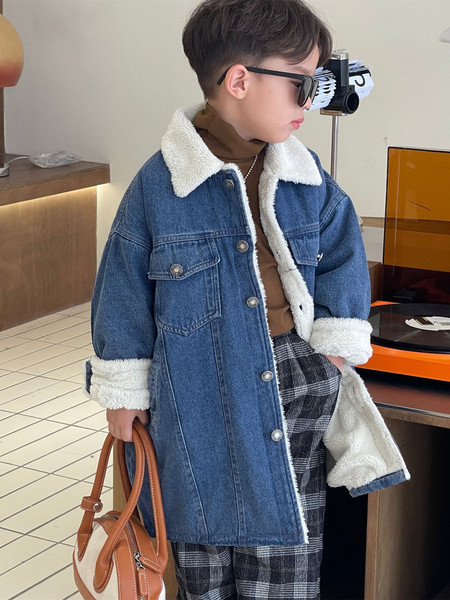 Uut mudelit sulevoodriga laste teksajakk poistele