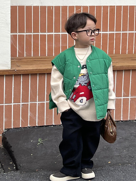 Tvarkingas berniukų užsegamos liemenės modelis